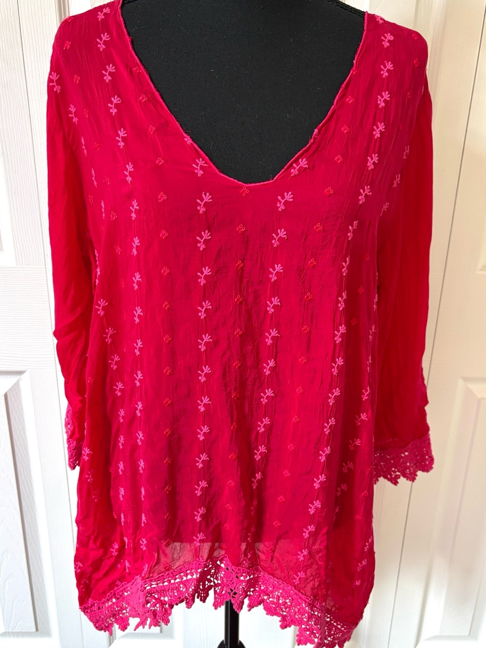 Johnny Was Embroidered V-Neck Tunic